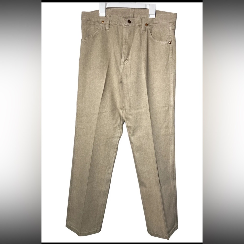 Wrangler Regular Straight Jeans Mens 32x30 Beige Brown Denim‎ 100% Cotton